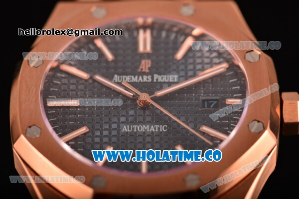 Audemars Piguet Royal Oak 41MM Clone AP Calibre 3120 Automatic Full Rose Gold with Blue Dial and Stick Markers (EF) - Click Image to Close